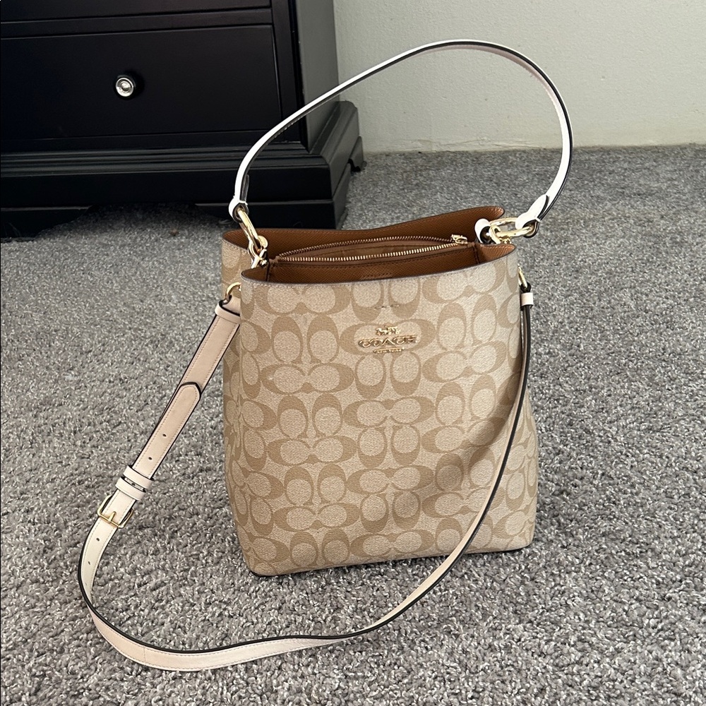 Coach Beige Signature Bucket Bag